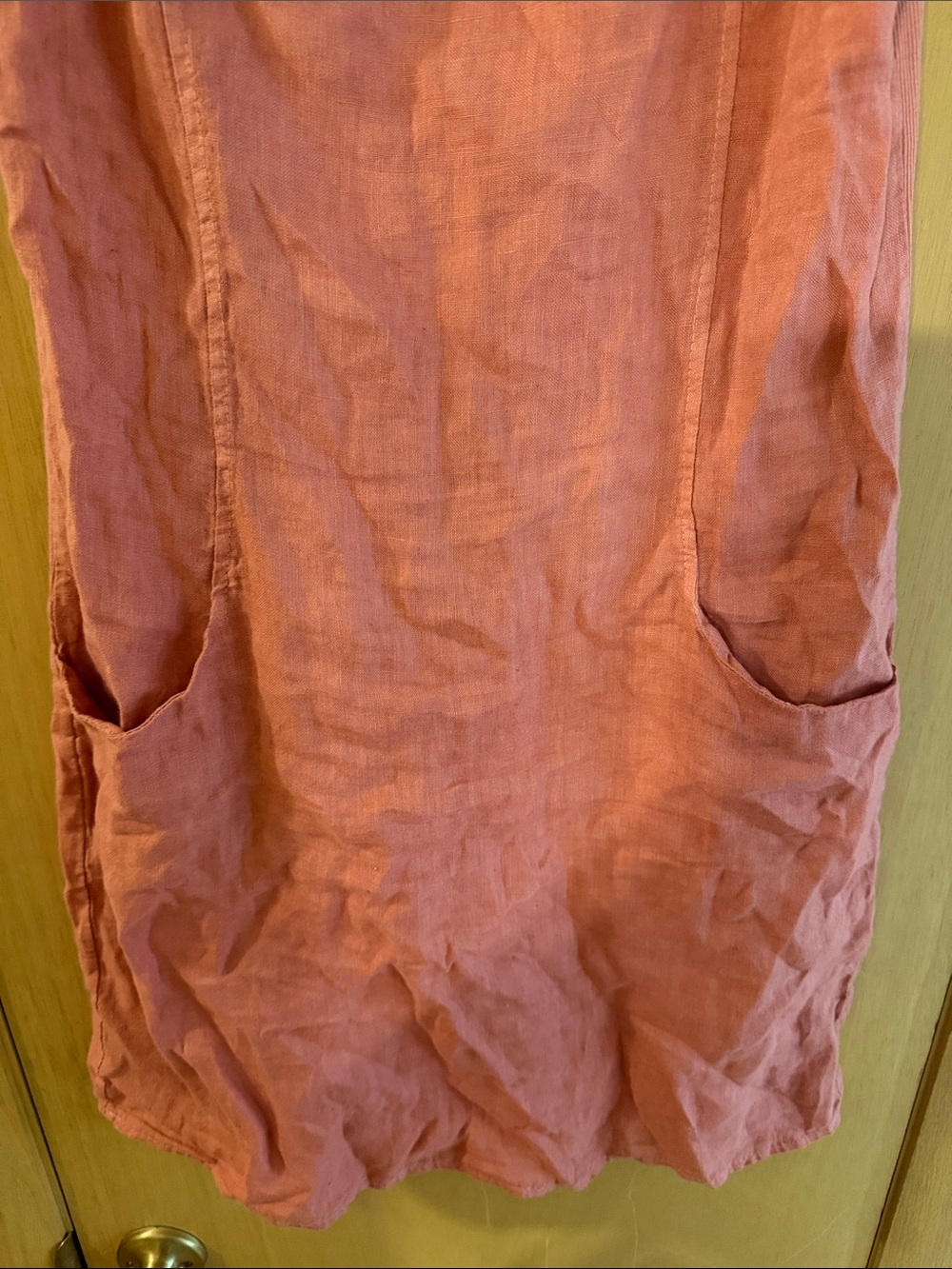 Lungo L’Arno Women’s Sleeveless Linen Shift Dress Rosette Coral Pink Medium - Picture 3 of 9